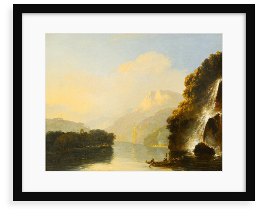 Waterfall in Dusky Bay with a Maori canoe by William Hodges