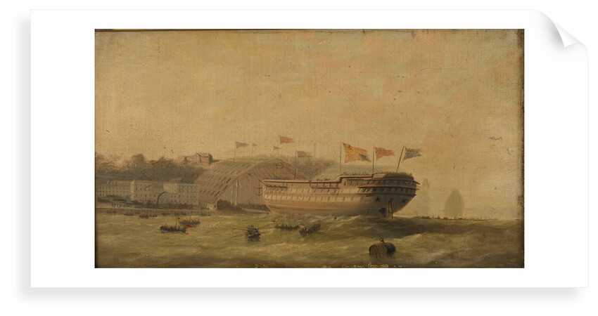 Launch of a ship at Plymouth by Unknown