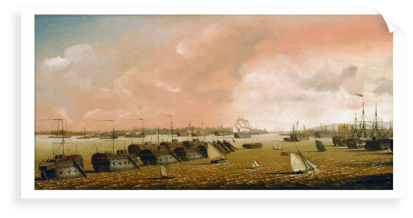 Prison hulks in Portsmouth harbour by Ambrose-Louis Garneray