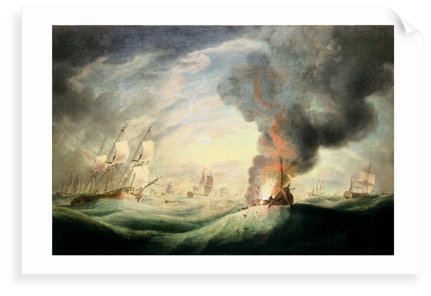 Loss of HMS 'Ramillies', September 1782: blowing up the wreck by Robert Dodd