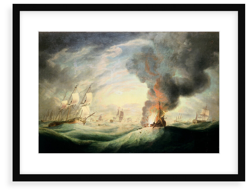 Loss of HMS 'Ramillies', September 1782: blowing up the wreck by Robert Dodd