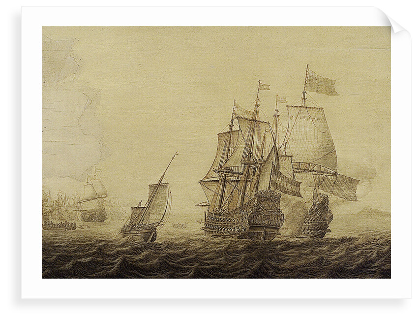 Action between Dutch and English ships by Heerman Witmont