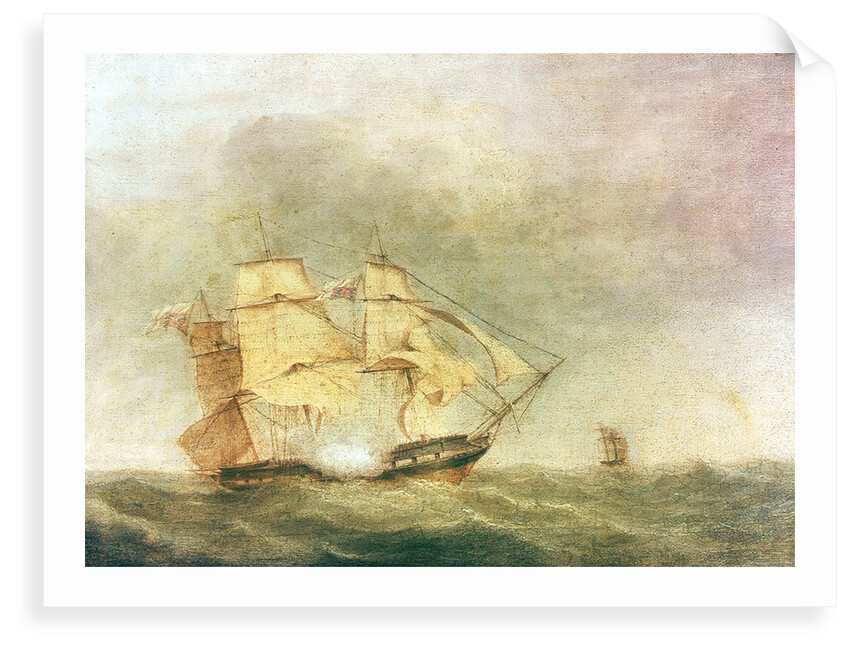HMS 'Pique' carrying away her rudder by John Christian Schetky