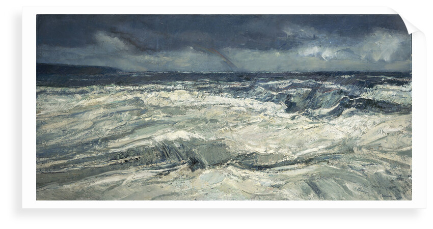 Rain, rainbow and stormy seas by Peter Godfrey Coker