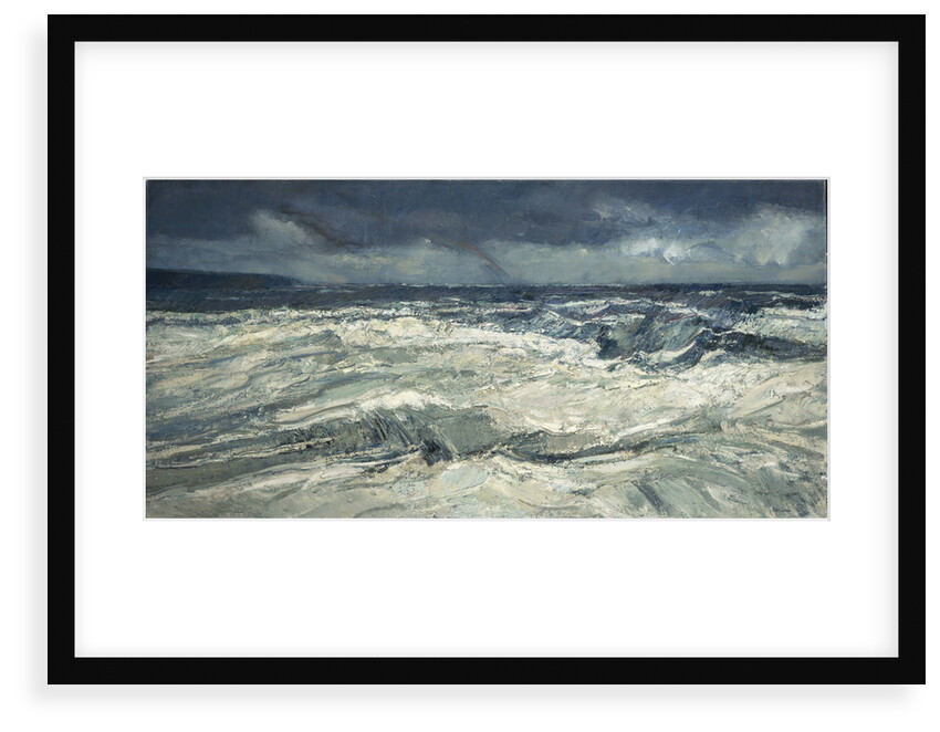 Rain, rainbow and stormy seas by Peter Godfrey Coker