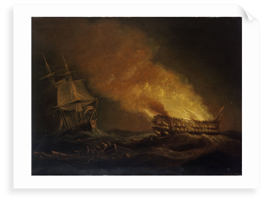 Loss of the East Indiaman 'Kent': the burning hulk, 1 March 1825 by Thomas Luny