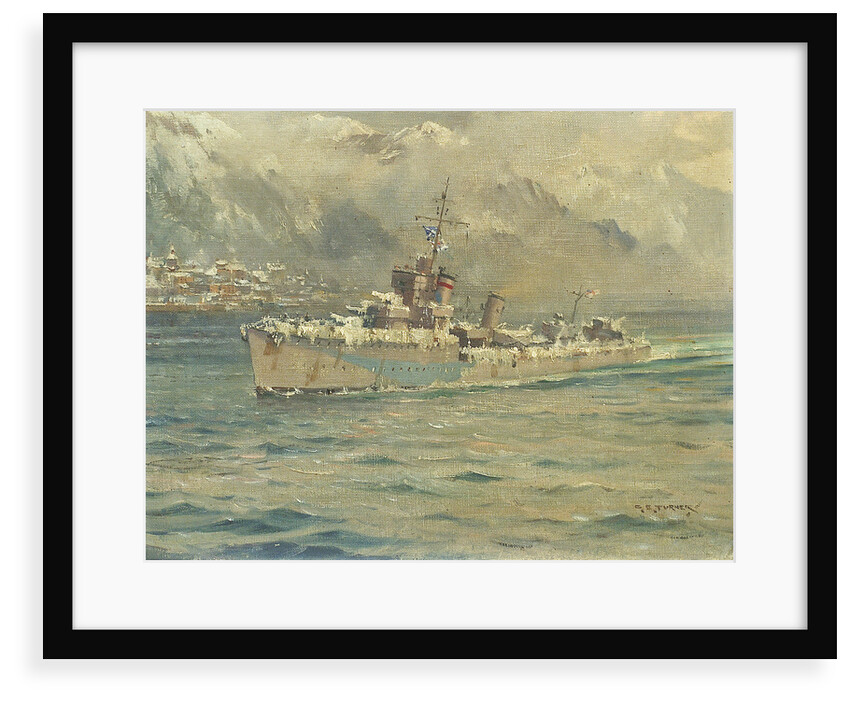 HMS 'Montrose' Arriving at Reykjavik, Iceland by Charles E. Turner