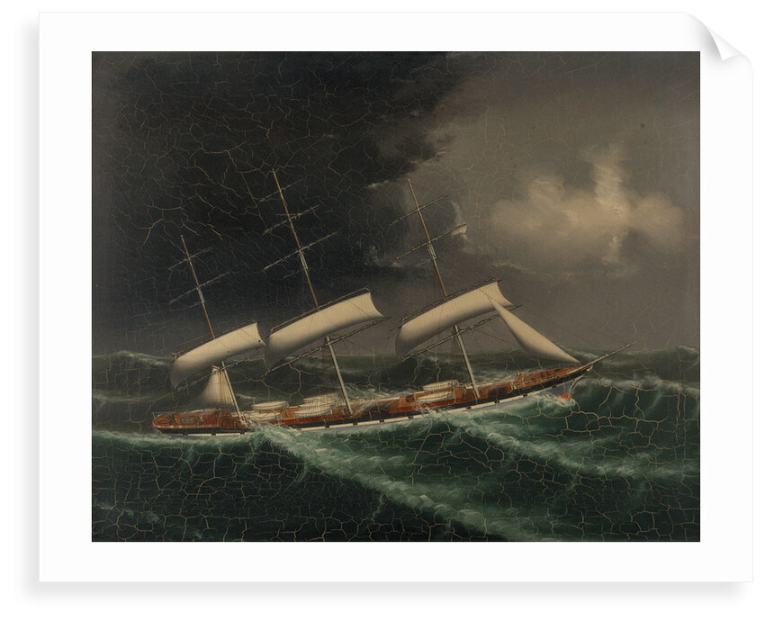 The coolie ships 'Mersey' (1894) and 'Volga II' (1892) in a gale by Chinese School