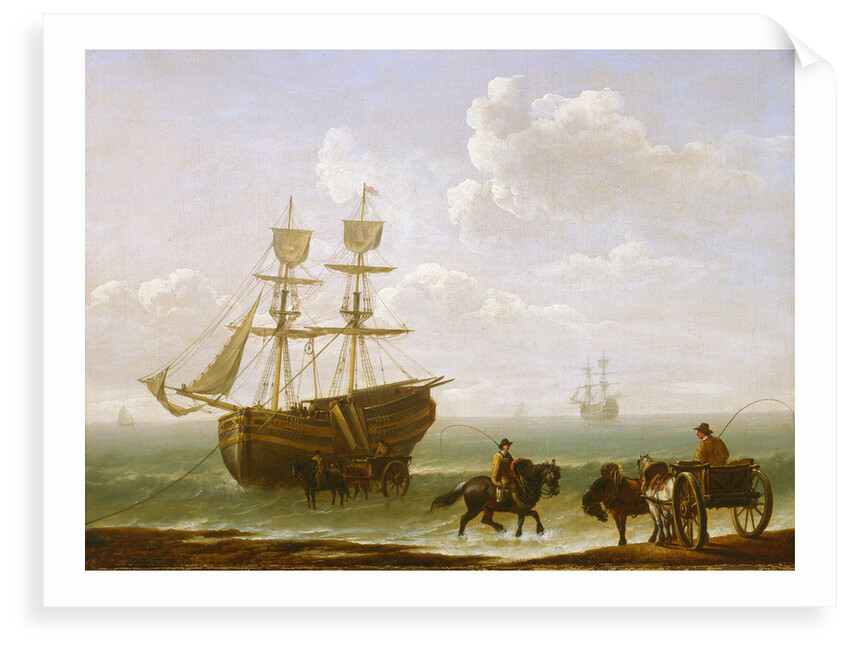 A beached Collier Unloading into Carts by Julius Caesar Ibbetson