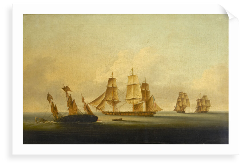 End of the action between HMS 'Arrow' and 'Acheron' and the French frigates 'Hortense' and 'Incorruptible' by Francis Sartorius