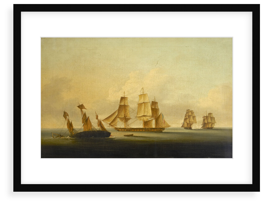 End of the action between HMS 'Arrow' and 'Acheron' and the French frigates 'Hortense' and 'Incorruptible' by Francis Sartorius