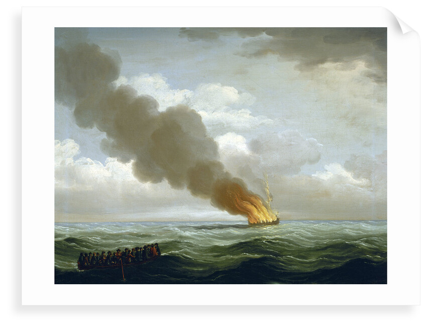 The Luxborough galley burnt nearly to the water, 25 June 1727 by John Cleveley