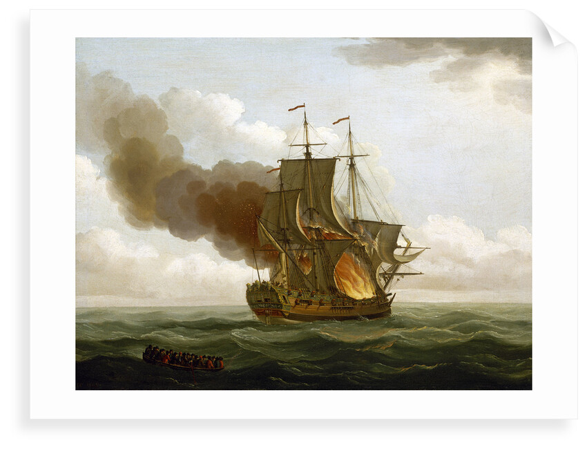 The Luxborough galley on fire, 25 June 1727 by John Cleveley