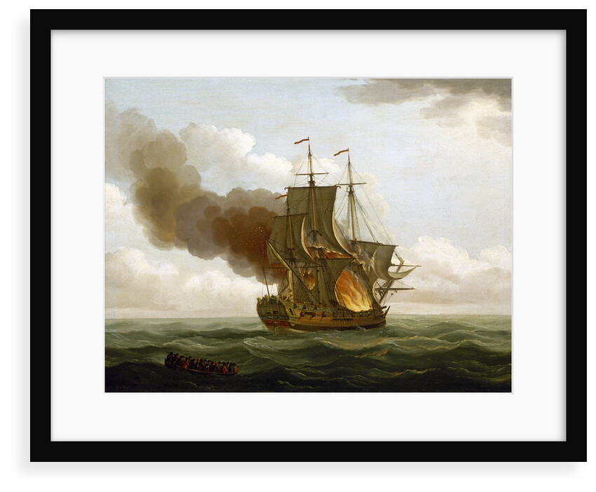 The Luxborough galley on fire, 25 June 1727 by John Cleveley