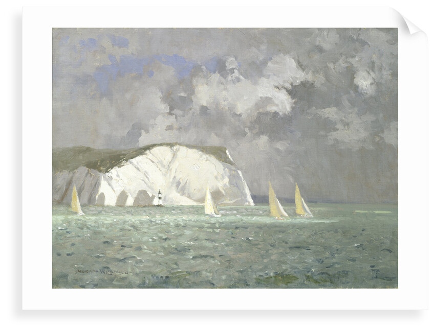 Yachts off the Needles, Isle of Wight by Norman Wilkinson