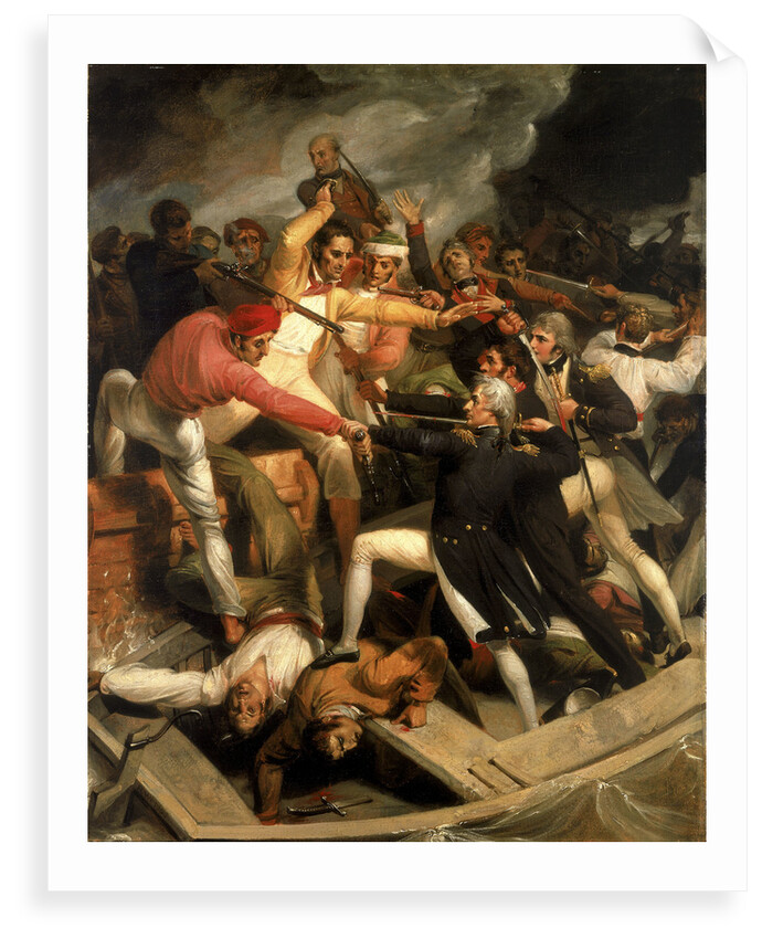 Nelson in conflict with a Spanish launch, July 1797 by Richard Westall