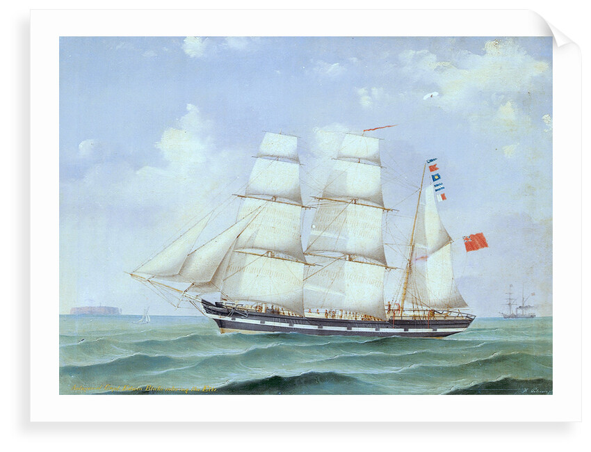 The barque 'Antagonist' entering the Elbe by Heinrich Andreas Saphus Petersen