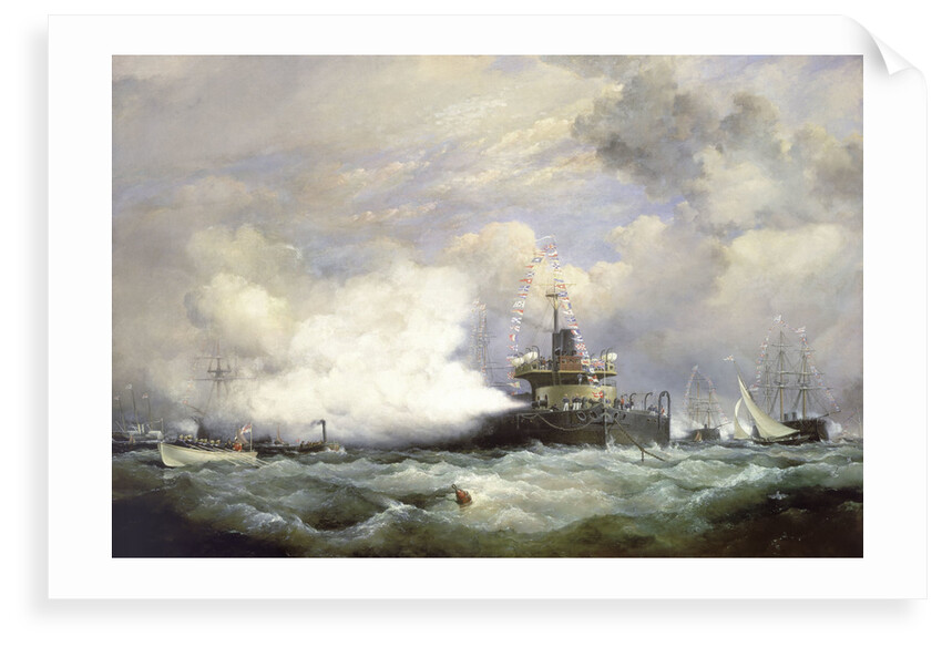 HM Turret Ship 'Devastation' at Spithead on the occasion of the naval review in honour of the Shah of Persia, 23 June 1873 by Edward William Cooke