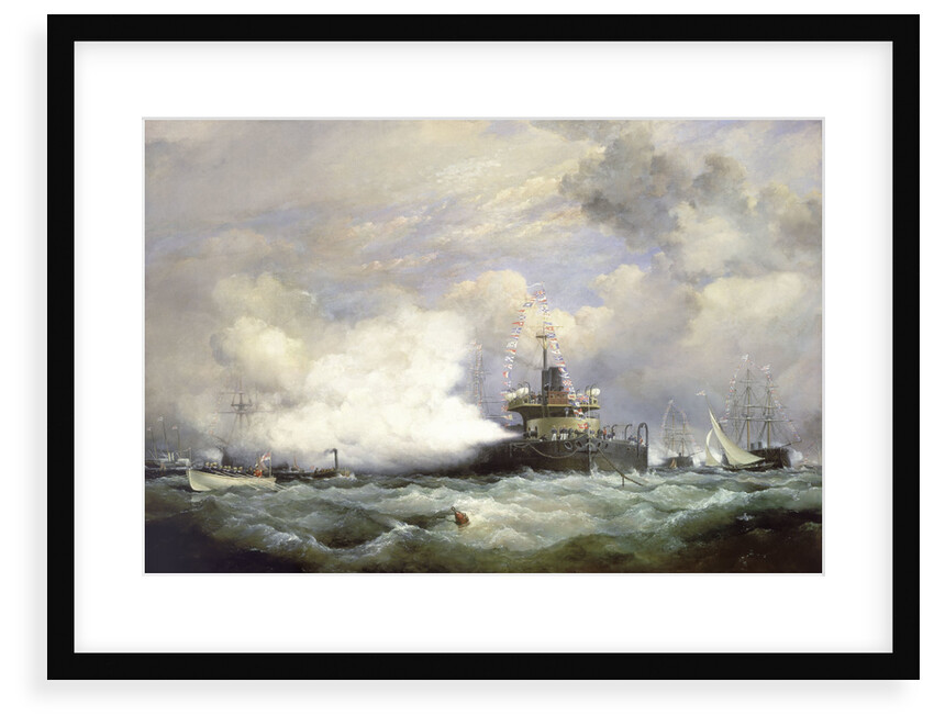 HM Turret Ship 'Devastation' at Spithead on the occasion of the naval review in honour of the Shah of Persia, 23 June 1873 by Edward William Cooke