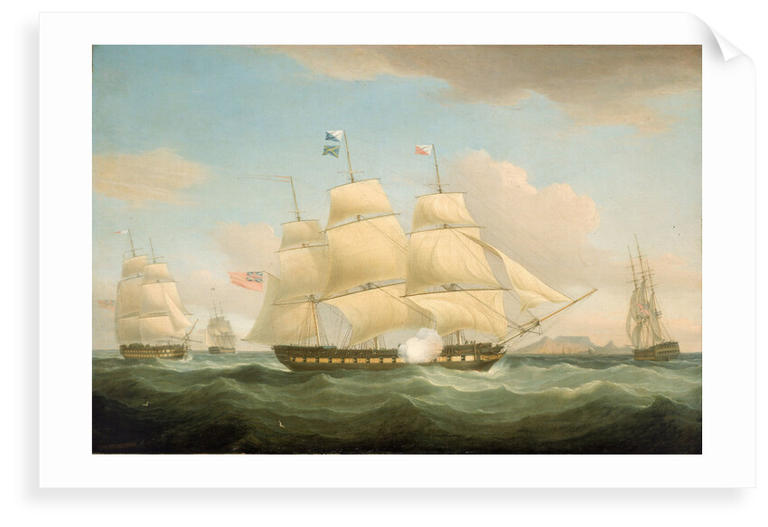 The East Indiamen 'Minerva', 'Scaleby Castle' and 'Charles Grant' by Thomas Whitcombe