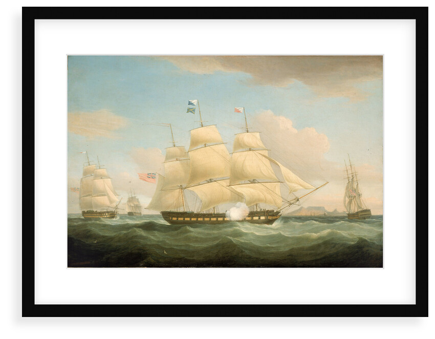 The East Indiamen 'Minerva', 'Scaleby Castle' and 'Charles Grant' by Thomas Whitcombe