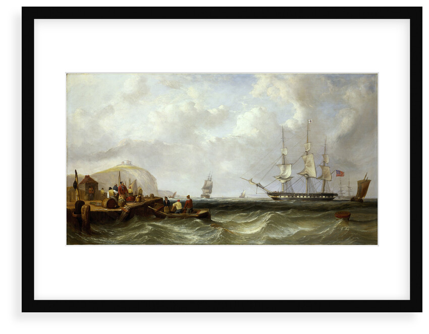 The Blackwall frigate 'Owen Glendower' at anchor off a coastline by G. W. Butland