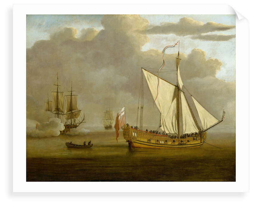 The English yacht 'Portsmouth' at anchor by Willem van de Velde the Elder