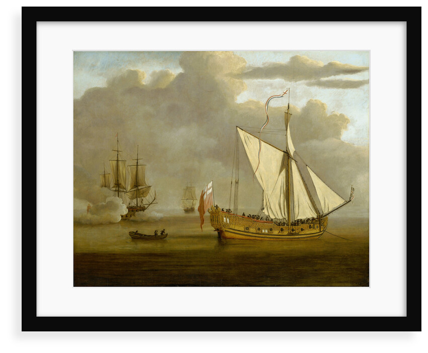 The English yacht 'Portsmouth' at anchor by Willem van de Velde the Elder