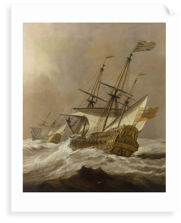 HMS 'Resolution' in a gale by Willem Van de Velde the Younger