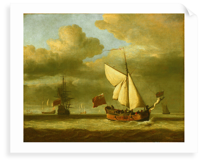 The yacht 'Royal Escape' close-hauled in a breeze by Willem Van de Velde the Younger