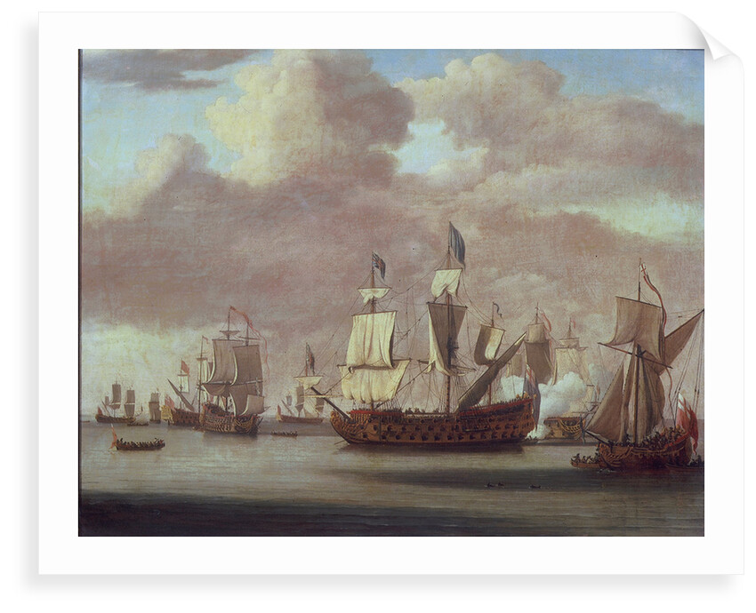 Calm: HMS 'Royal James', a royal yacht and other shipping by Willem van de Velde the Elder