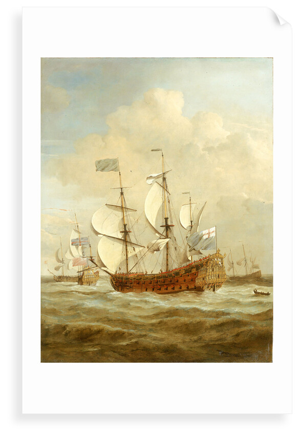 HMS 'Saint Andrew' at Sea in a moderate breeze by Willem Van de Velde the Younger