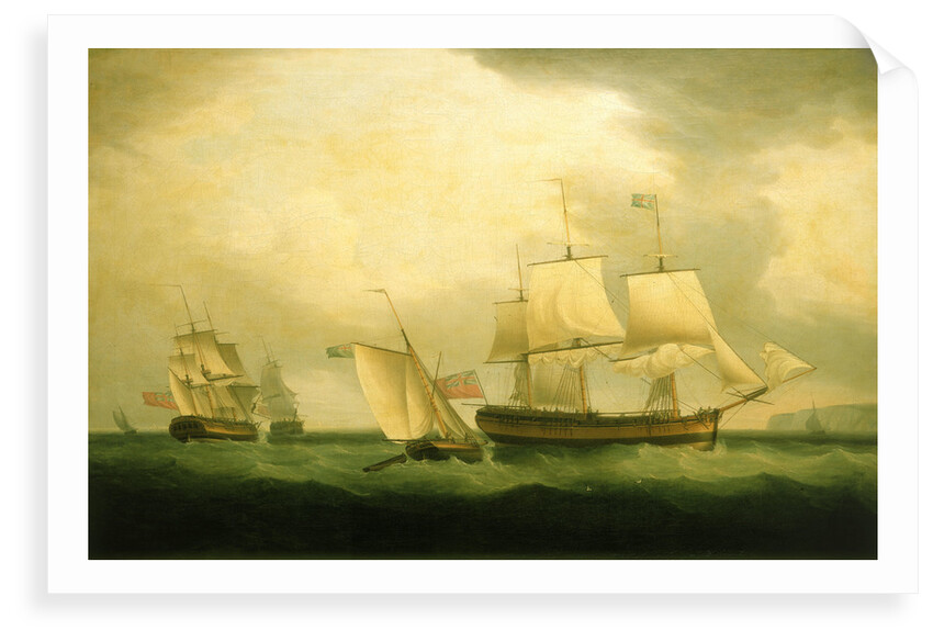 The cutter 'Mary Ann' and HMS 'Sylph' by Thomas Whitcombe