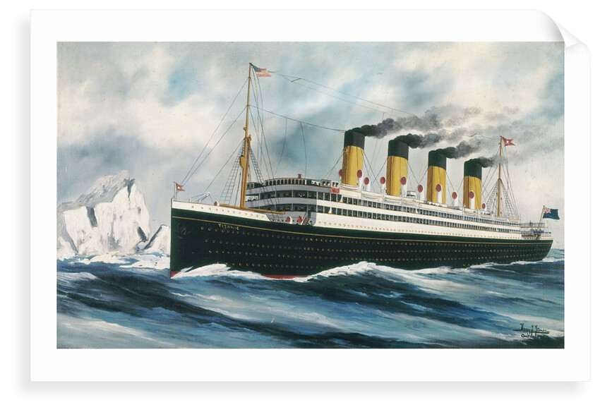 Passenger liner 'Titanic' (1912) under way in the North Atlantic, passing icebergs by Harry J. Jansen