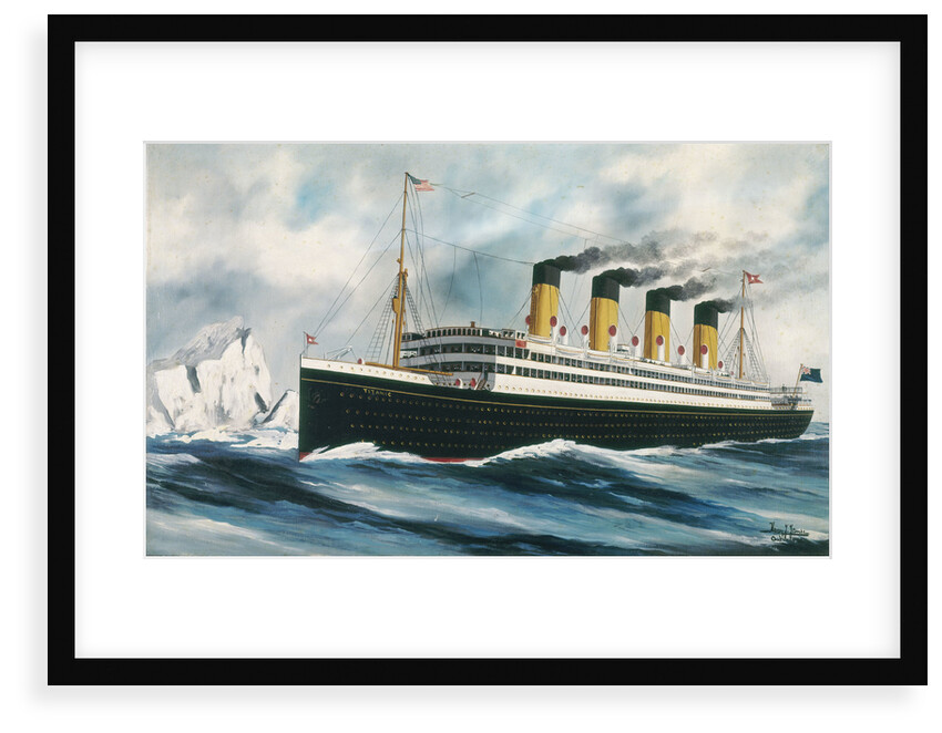 Passenger liner 'Titanic' (1912) under way in the North Atlantic, passing icebergs by Harry J. Jansen