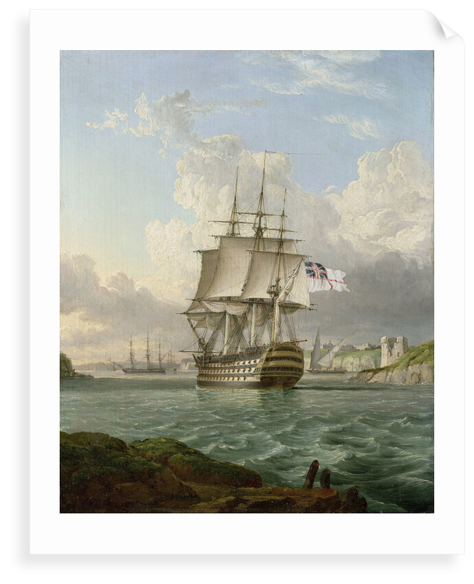 HMS 'Britannia' leaving a Mediterranean harbour by Robert Strickland Thomas