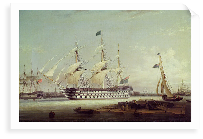HMS 'Britannia' entering Portsmouth harbour by Robert Strickland Thomas