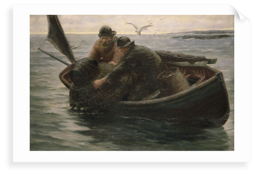 Hauling in the lobster pot by Herbert E. Butler