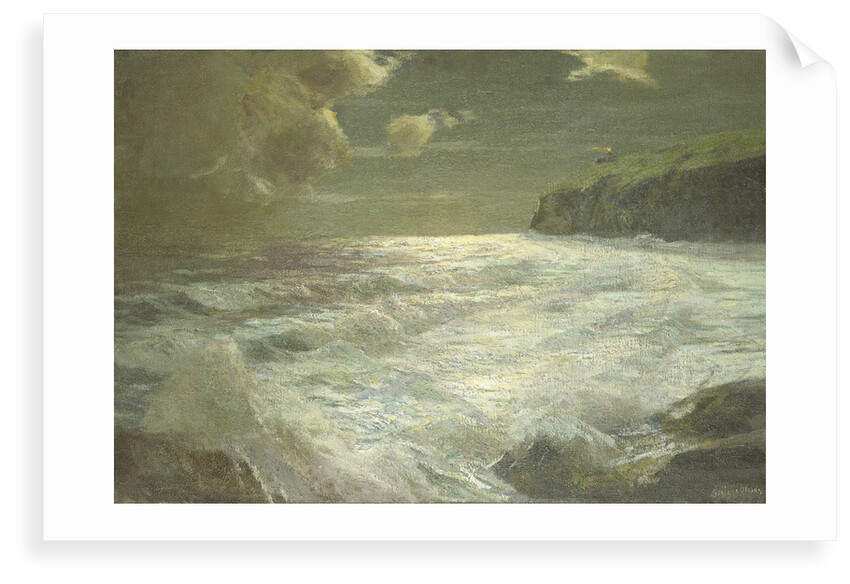 A coastal view with a lighthouse by Julius Olsson
