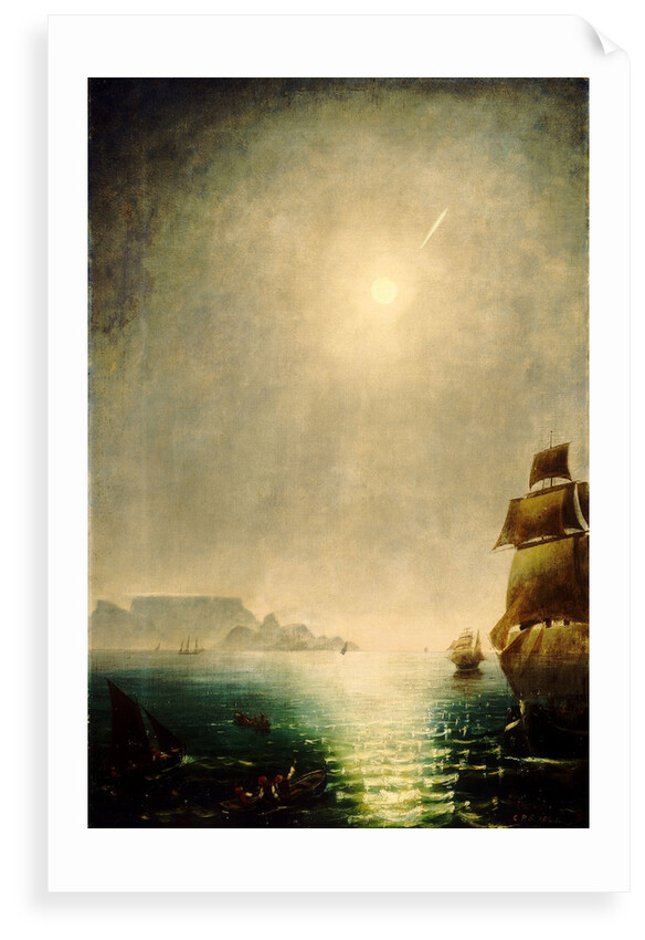 Moonlight view over Table Bay showing Halley's comet by Charles Piazzi Smyth