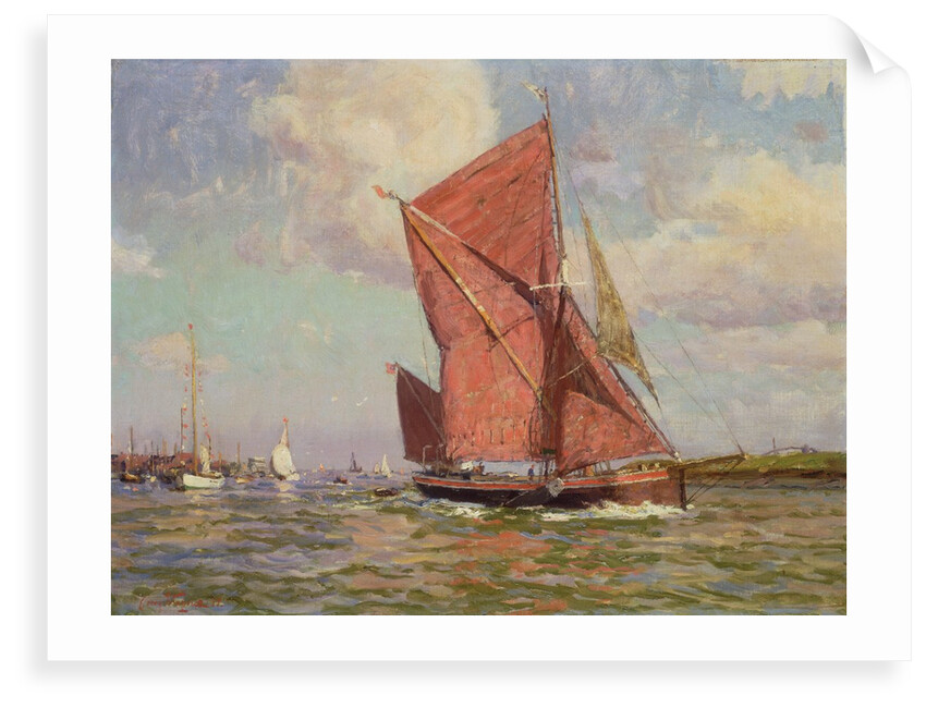 The Medway sailing barge 'Cerf' on the River Crouch, Essex by Cornelius Wagner