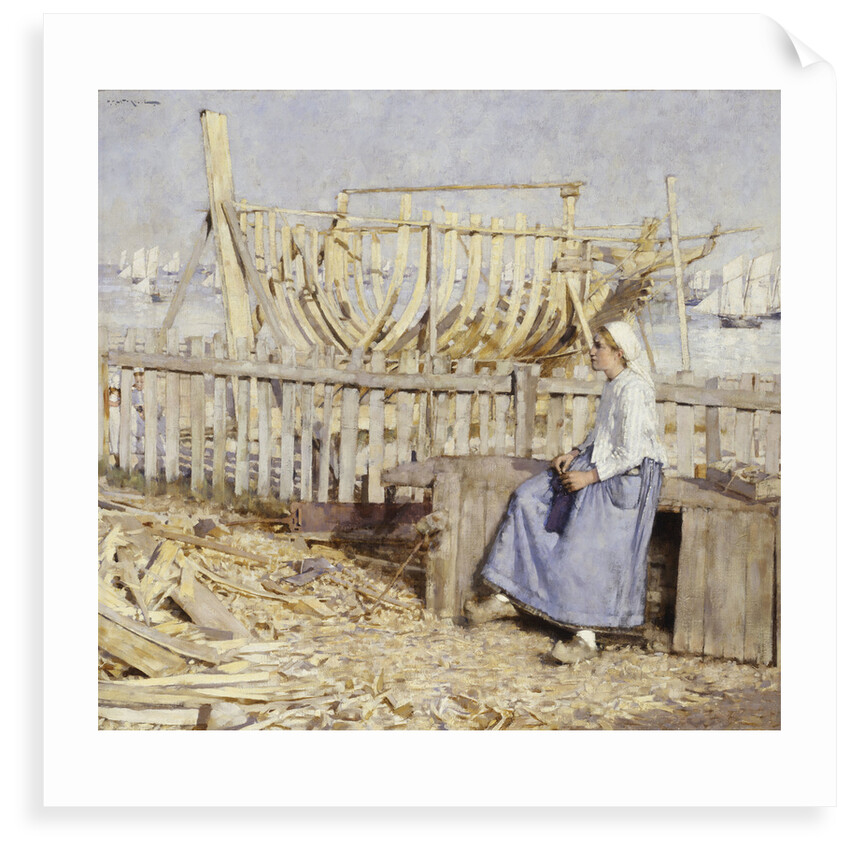 The boat builder's yard, Cancale, Brittany by Henry Herbert La Thangue