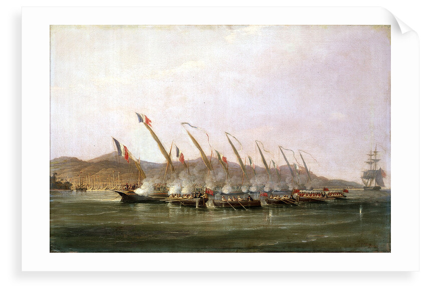 Captain Robert Maunsell capturing French gunboats off Java, July 1811 by William John Huggins