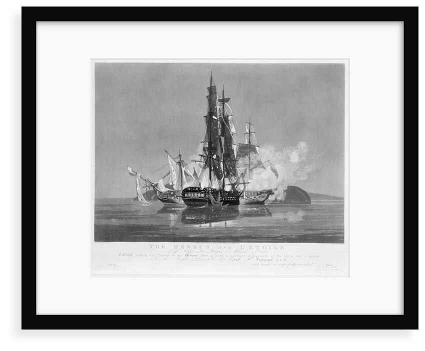 The Hebrus and L' Etoile off Cape La Hogue, March 27th 1814 by Nicholas Pocock
