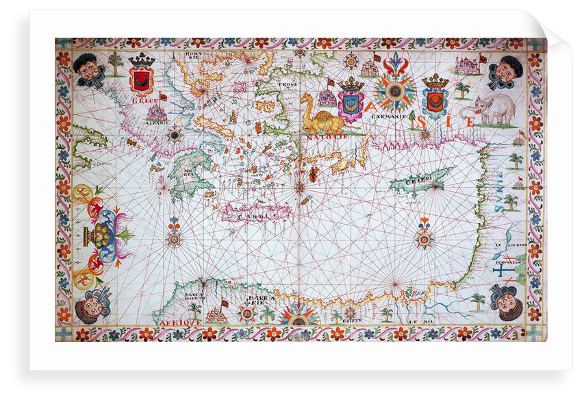 Chart of the Mediterrean, 17th century by Cavolini