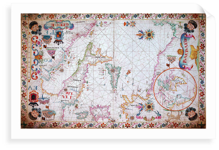 Chart of the Mediterrean, showing Italy and the north African coast, 17th century by Cavolini