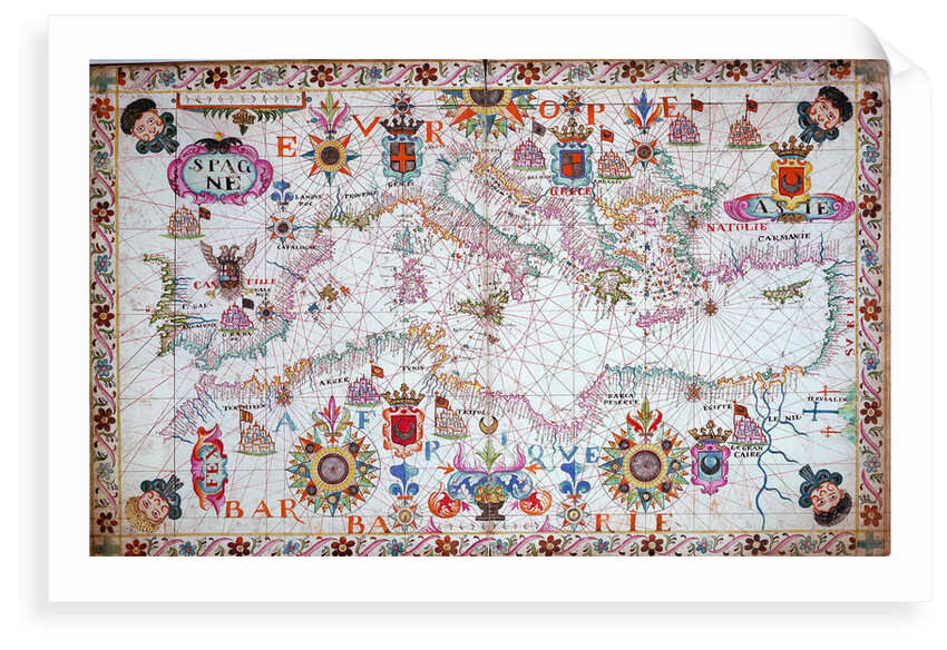 Chart of the entire Mediterrean, 17th century by Cavolini