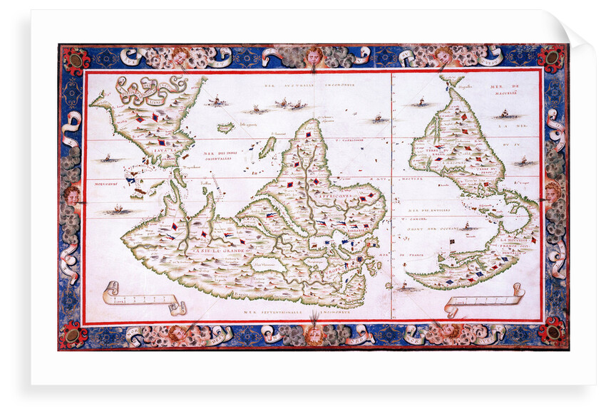 World map, 1567 by Nicholas des Liens