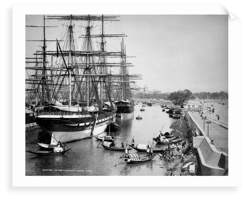 Sailing vessels moored on the River Hooghly at Calcutta by Unknown