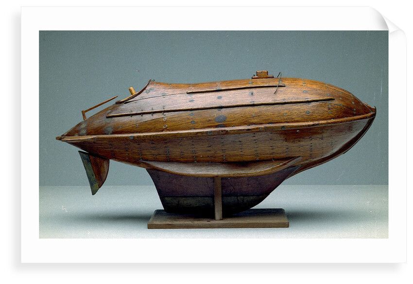 Full hull model, life-saving capsule, starboard broadside by R. F. Wells